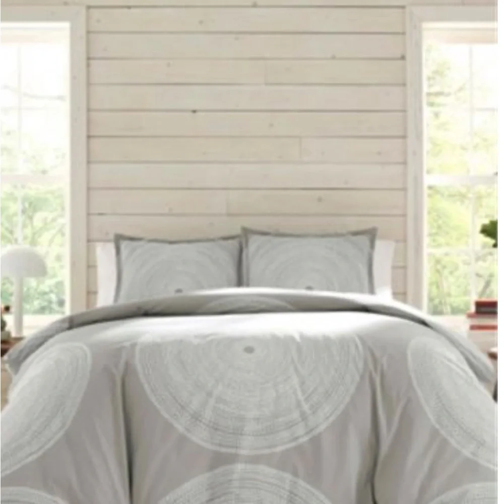 NWT Marimekko Fokus Queen Grey Cotton Duvet Cover w/ shams orig $179 NO OFFERS
